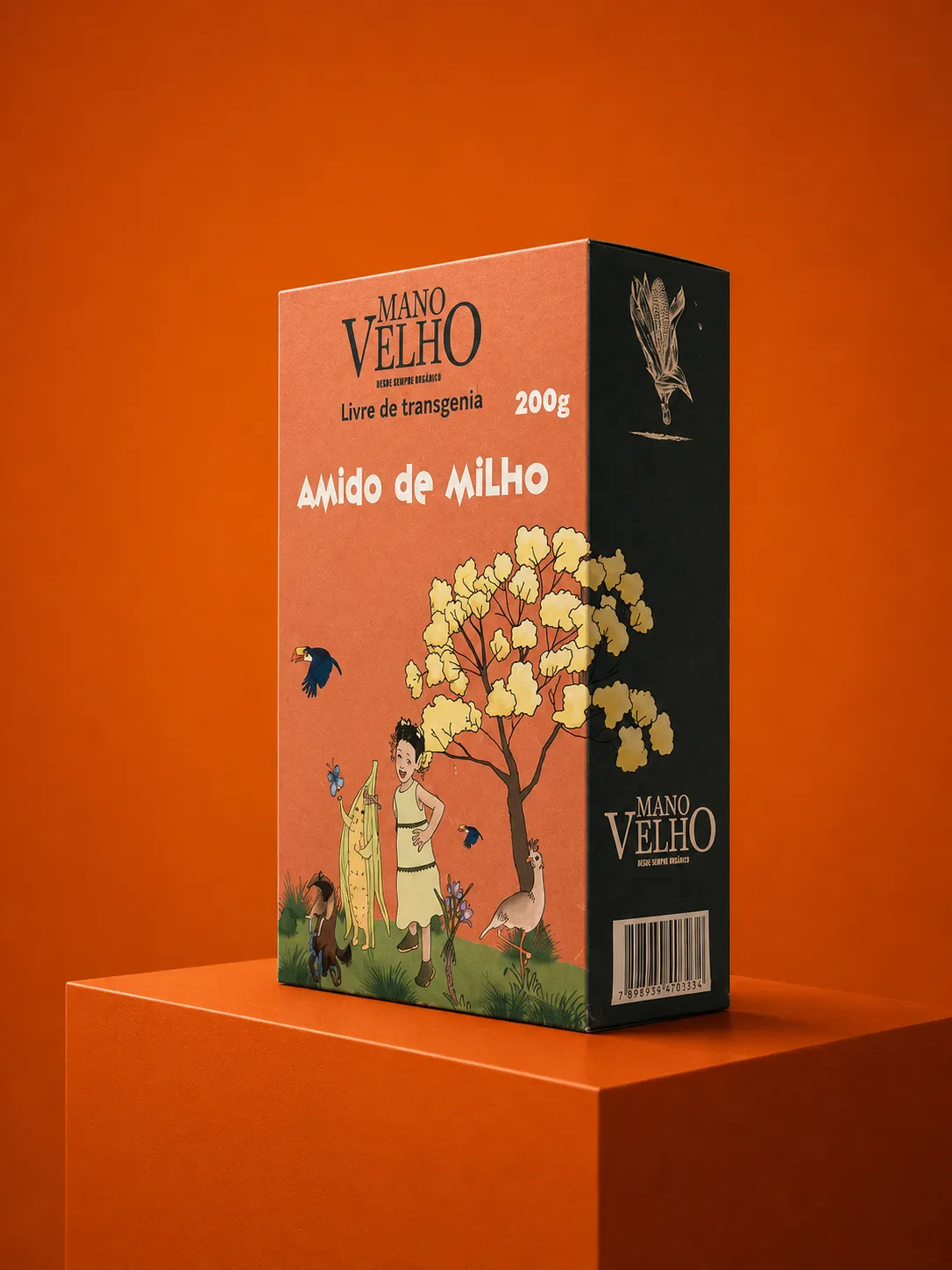 Caixa de Amido de Milho Mano Velho, livre de transgenia