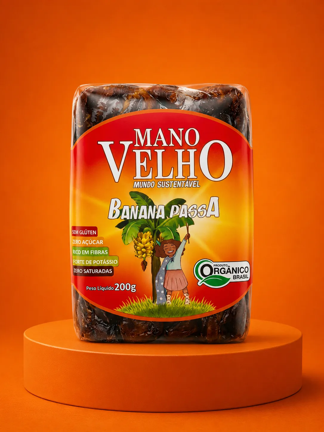 Embalagem de Banana Passa Orgânica Mano Velho